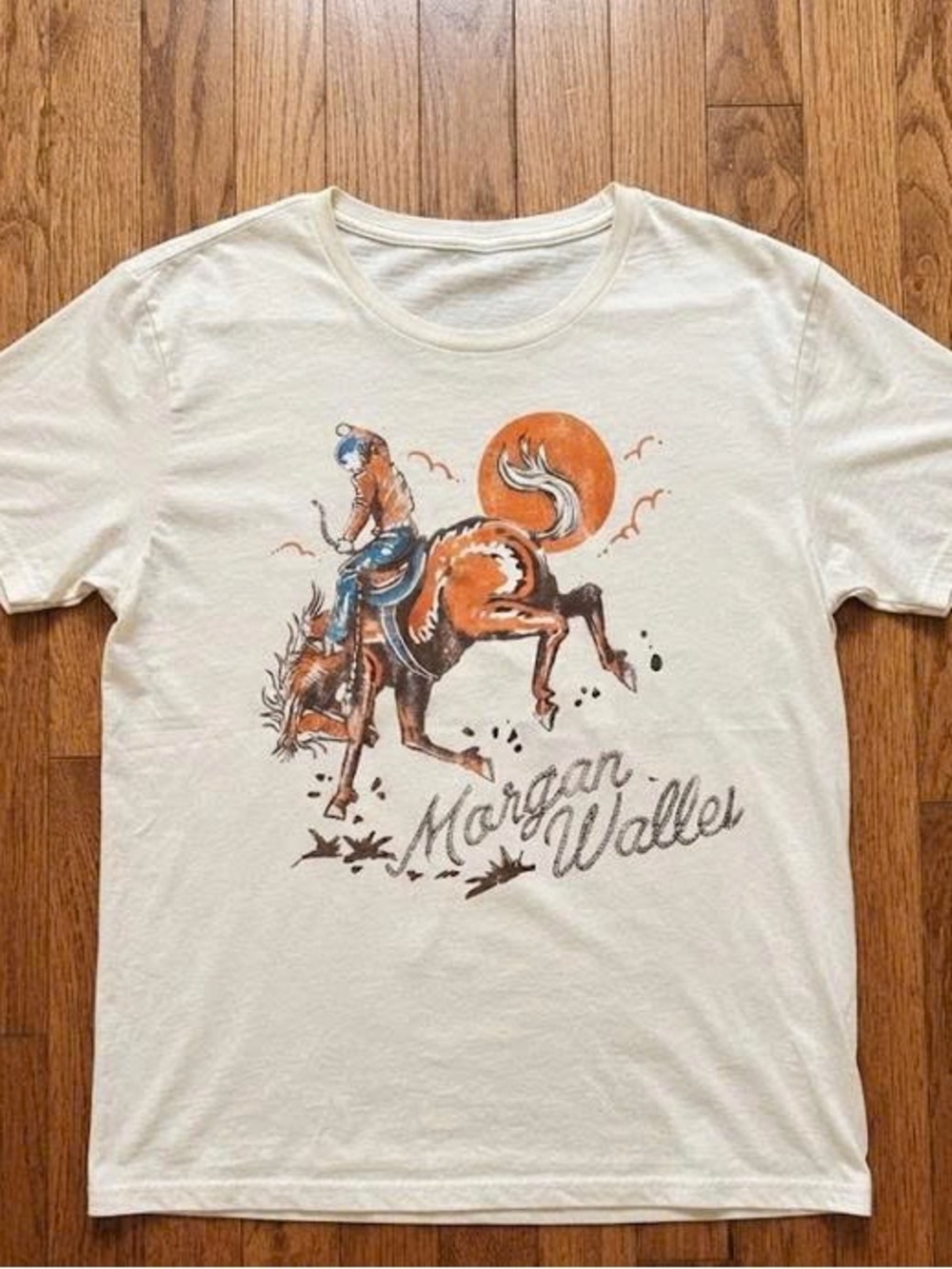 Cream Tee with Orange & Brown Rodeo Graphic